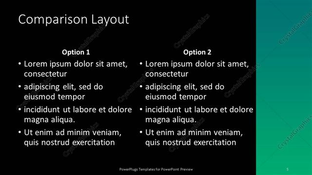 Comparison presentation slide layout