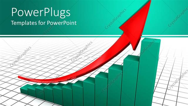  Presentation with growth chart - Green colored bar chart with a red arrow on it