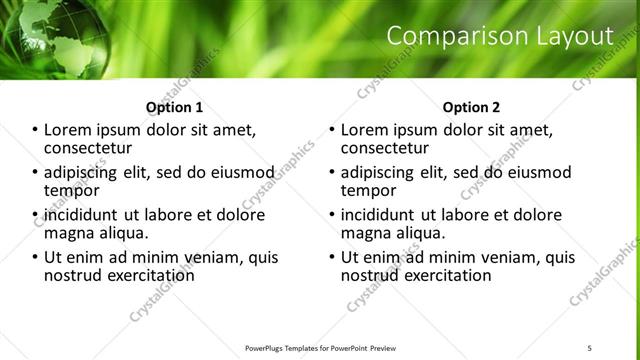 Comparison presentation slide layout