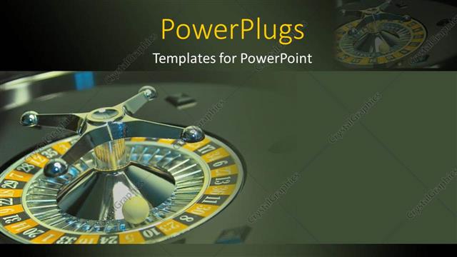  Presentation with roulette wheel - Green colored empty roulette wheel on a green background