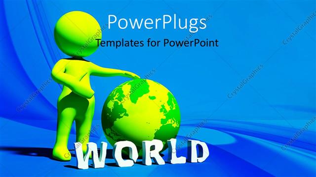  Presentation with green earth - Green colored human figure with a green earth globe