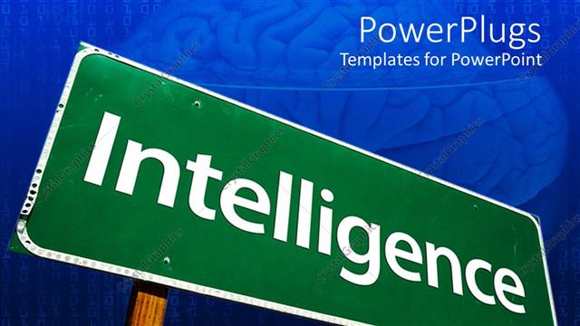  Presentation with intelligence - Green colored sign board with intelligence text in white