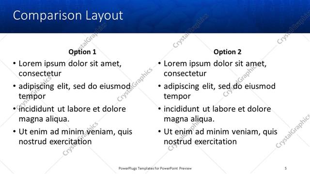 Comparison presentation slide layout