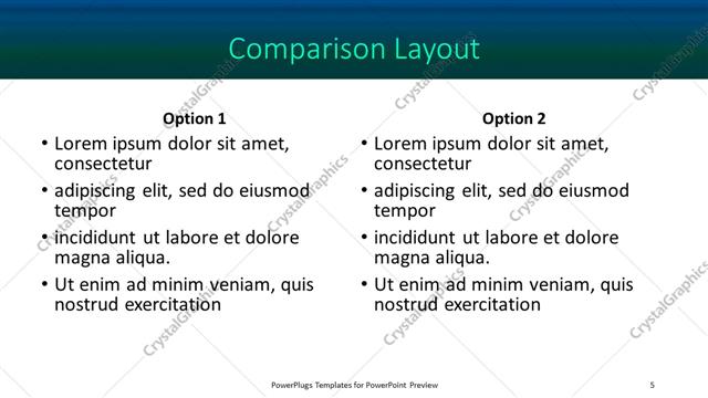 Comparison presentation slide layout
