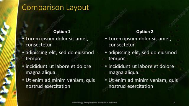 Comparison presentation slide layout