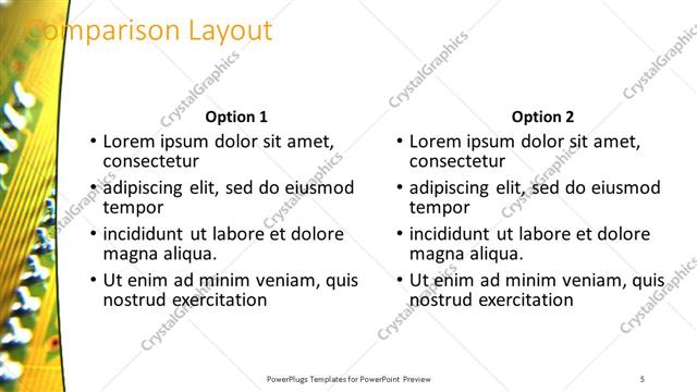 Comparison presentation slide layout
