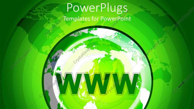  Presentation with acronym - Green concentric circles round earth globe with acronym WWW