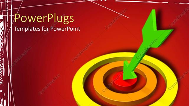  Presentation with eye - Green dart hitting red bulls eye of target over red background