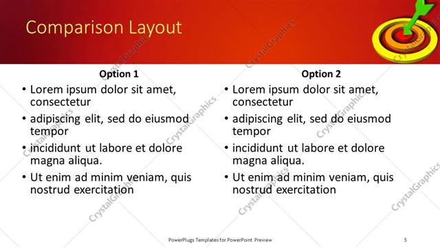 Comparison presentation slide layout