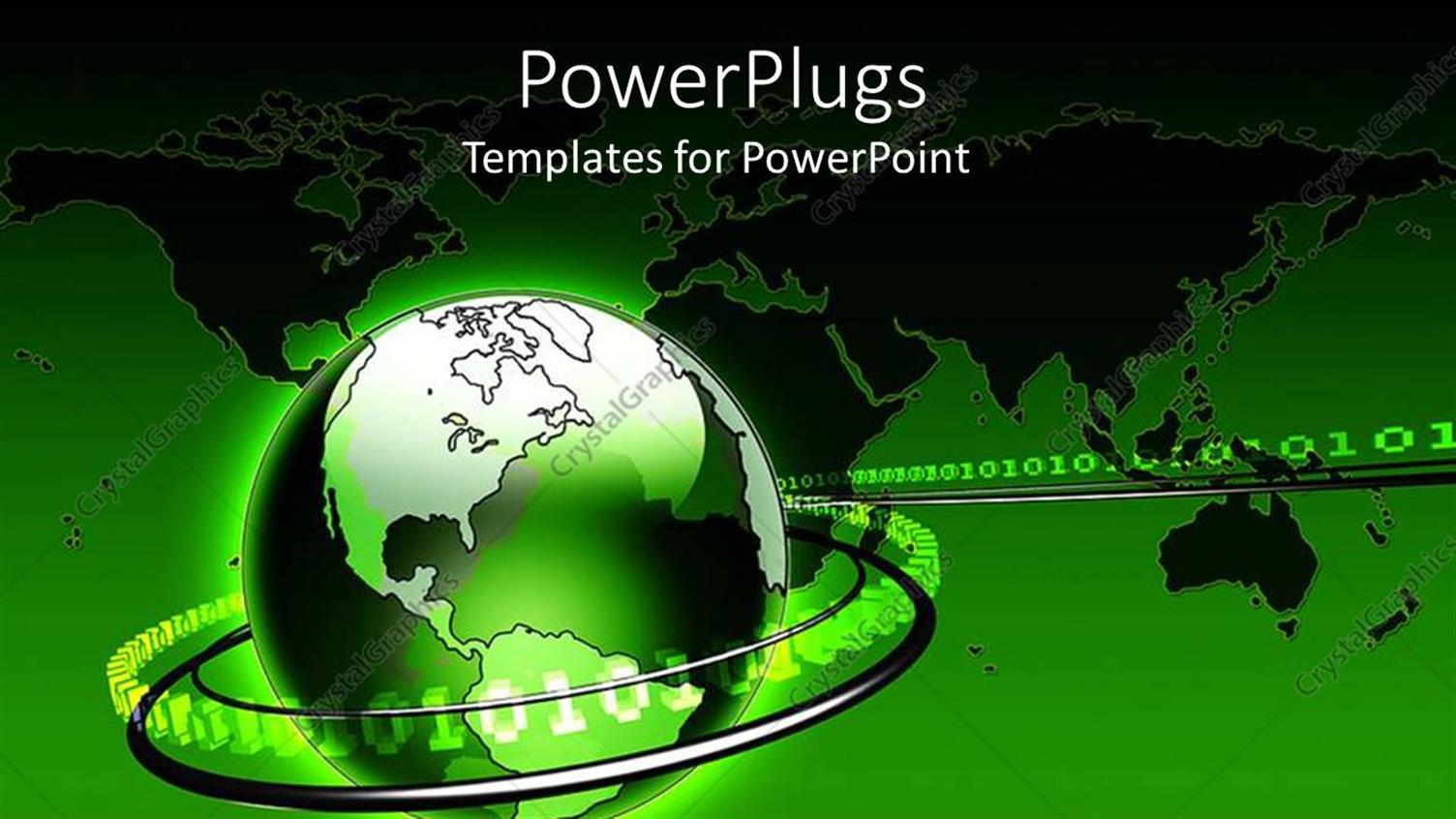 Featuring Green Earth Globe in an Orbit on a Green Colored Background