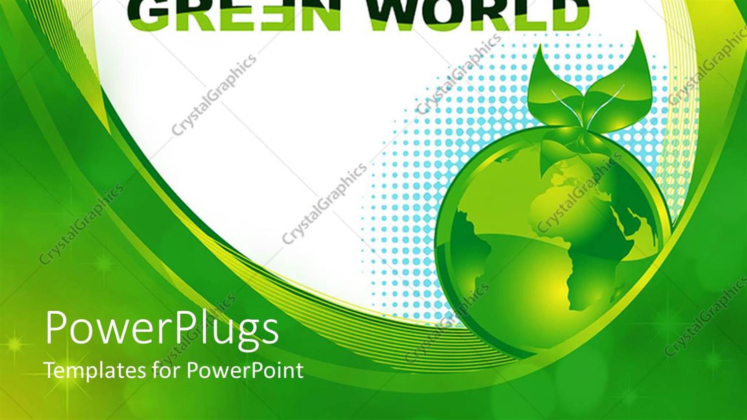 Featuring Green Earth Globe with the Text Green World on a White Background