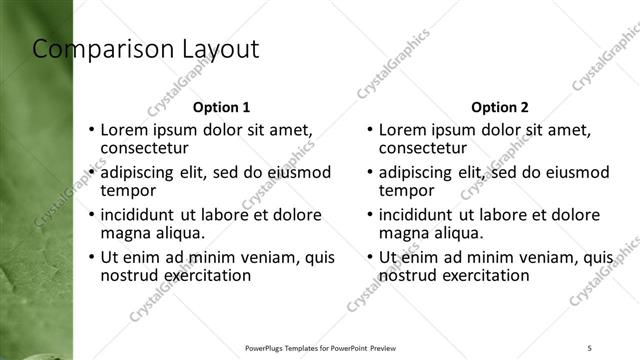 Comparison presentation slide layout