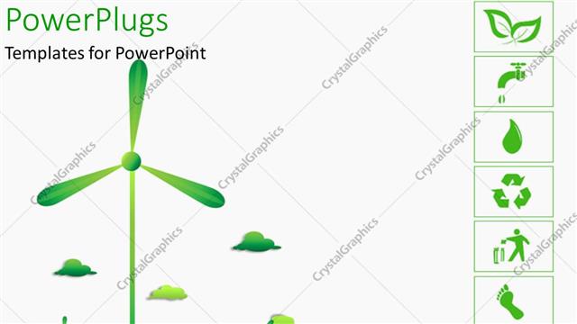  Presentation with green city - Green and ecology city with various recycle icons on the right