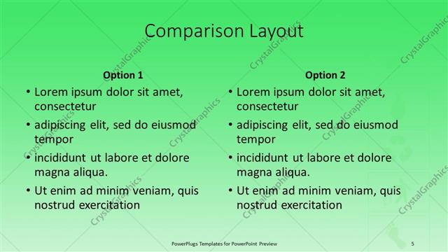 Comparison presentation slide layout