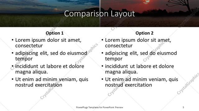 Comparison presentation slide layout