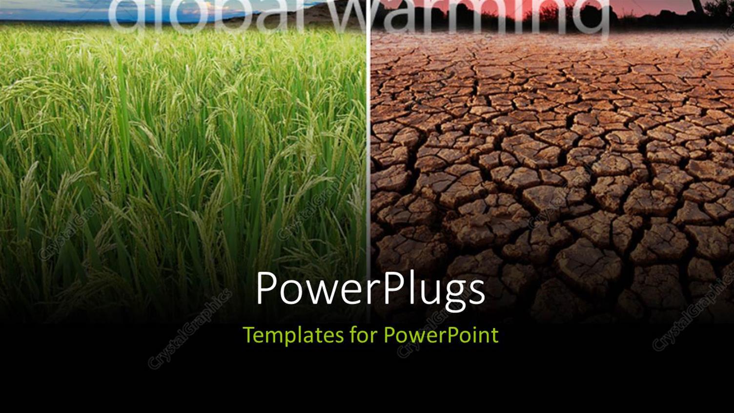 Featuring Green Farms on One Side and Infertile land on the other, a Global Warming Concept