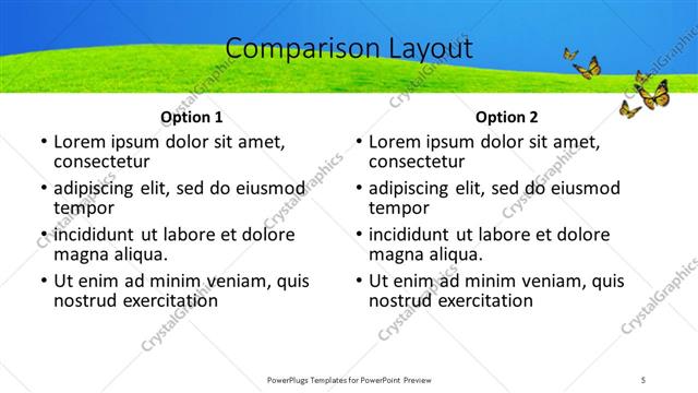 Comparison presentation slide layout