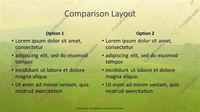 Comparison presentation slide layout