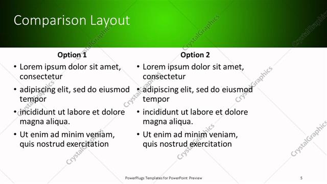 Comparison presentation slide layout