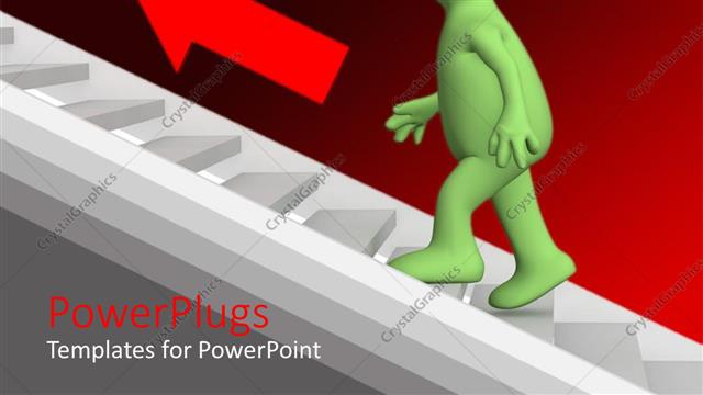  Presentation with flight - Green figure following red arrow up flight of stairs