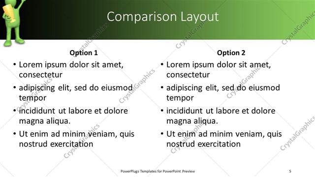 Comparison presentation slide layout