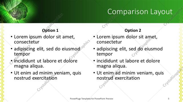 Comparison presentation slide layout