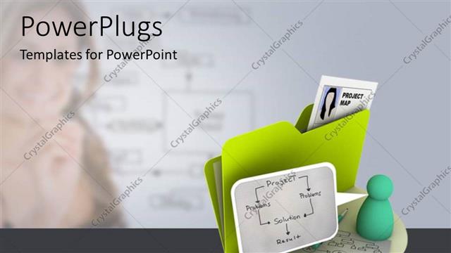  Presentation with project - A green folder with an icon of a project plan