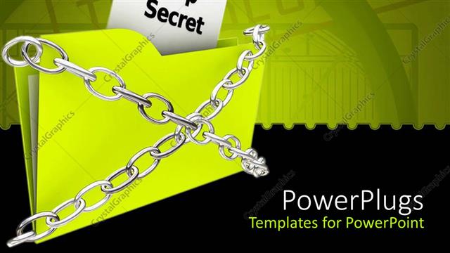  Presentation with secret - Green folder marked top secret tied with metallic chains
