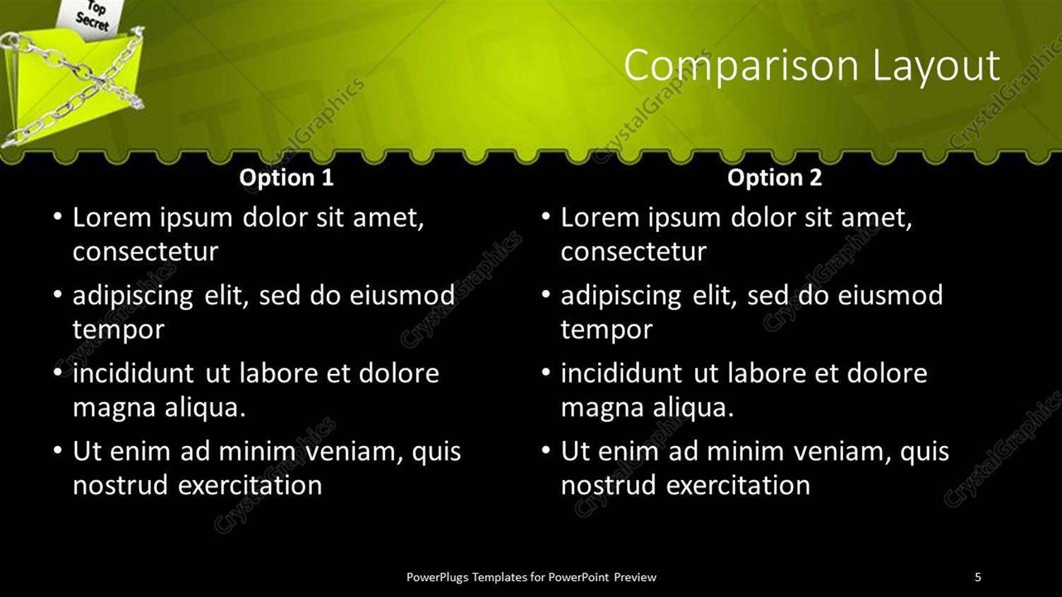 PowerPoint Template Green Folder Marked Top Secret Tied With Metallic 