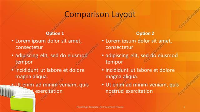 Comparison presentation slide layout