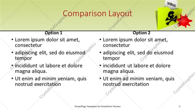 Comparison presentation slide layout