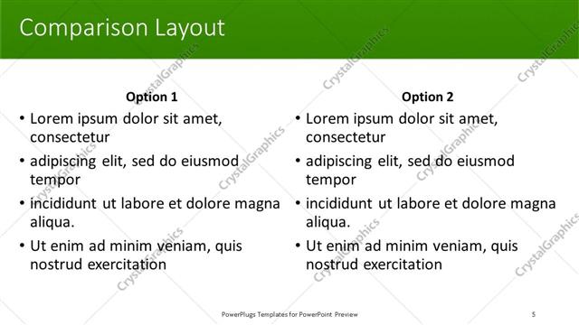 Comparison presentation slide layout
