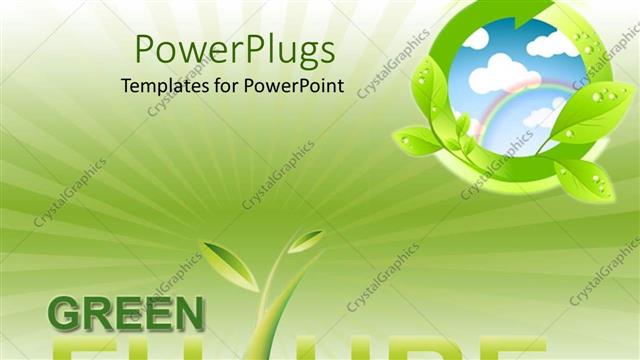  Presentation with motif - Green future motif with recycle symbol, blue sky and rainbow