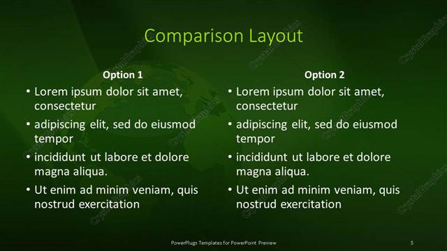 Comparison presentation slide layout