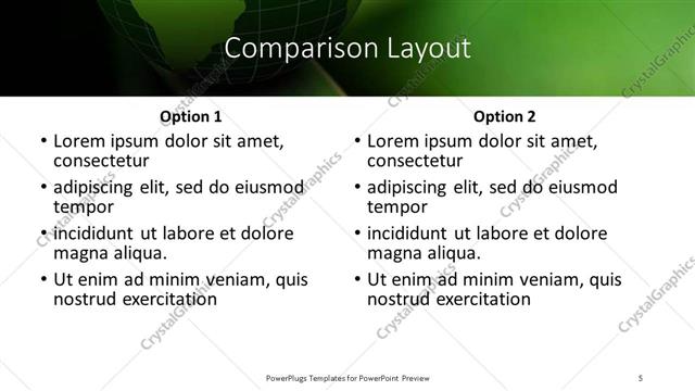 Comparison presentation slide layout