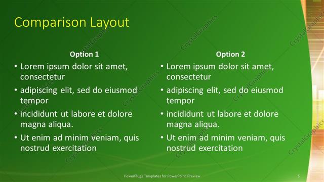 Comparison presentation slide layout