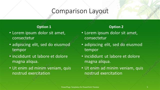 Comparison presentation slide layout