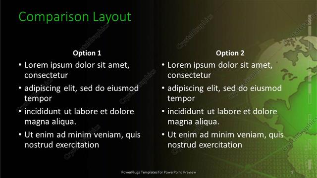 Comparison presentation slide layout