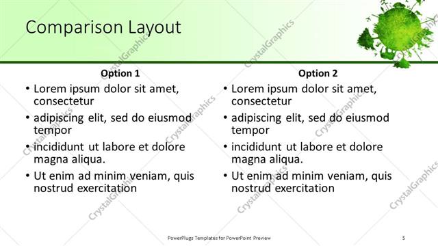 Comparison presentation slide layout