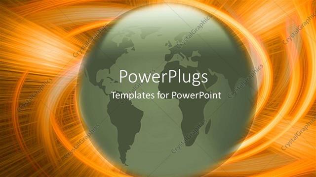  Presentation with green globe - Green globe world Earth with explosive orange swirl background