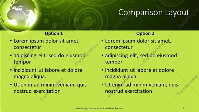 Comparison presentation slide layout