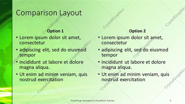 Comparison presentation slide layout