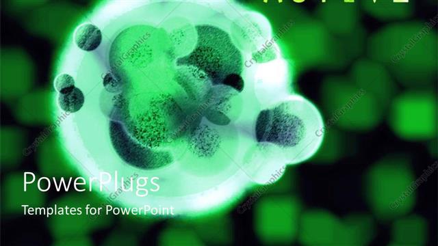  Presentation with radioactive - Green glowing radioactive hulk organic cell with green blurred cubes