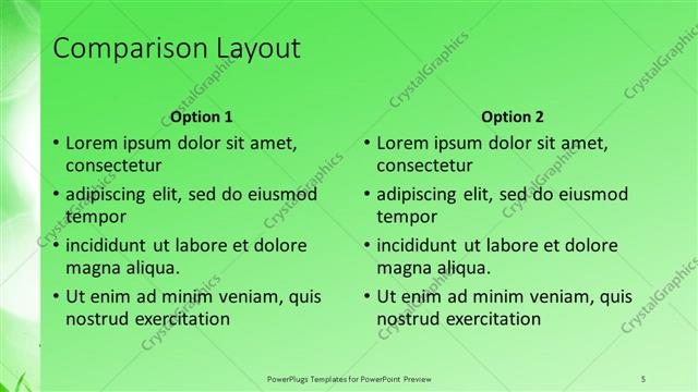 Comparison presentation slide layout