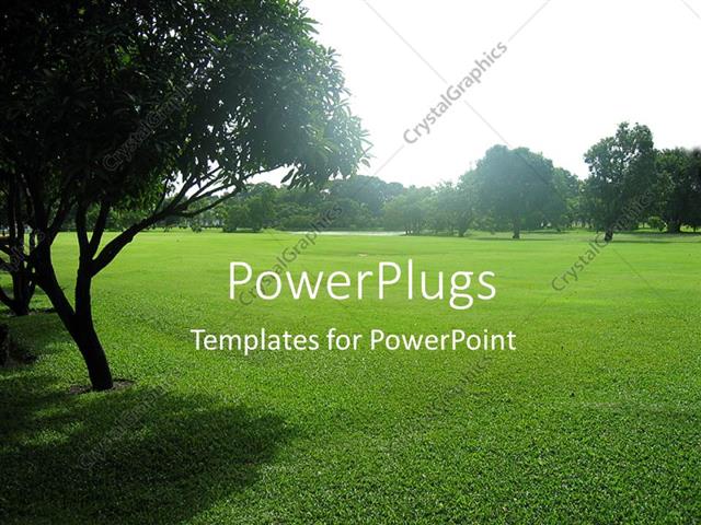PowerPoint Template Green Grass And Trees In The Park In A Sunny 