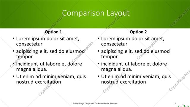 Comparison presentation slide layout