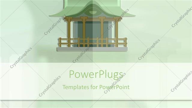  Presentation with asia - Green Japanese house on a light green hue background