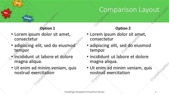 Comparison presentation slide layout
