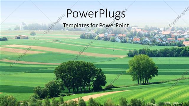  Presentation with landscape - Green landscape with flourishing trees and houses in distance?