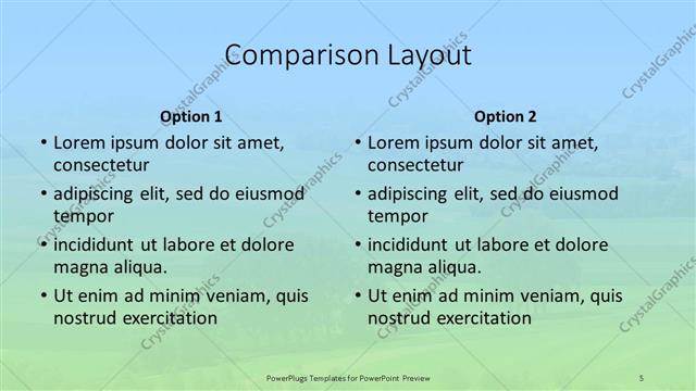 Comparison presentation slide layout